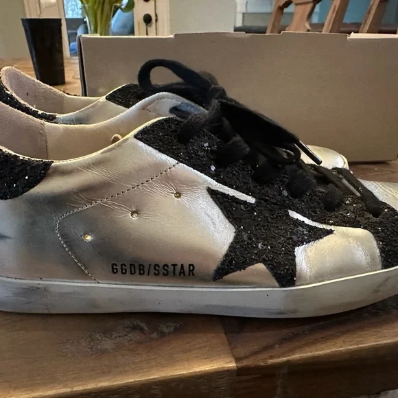 Golden Goose Silver and Black Sneakers - Picture 3 of 6